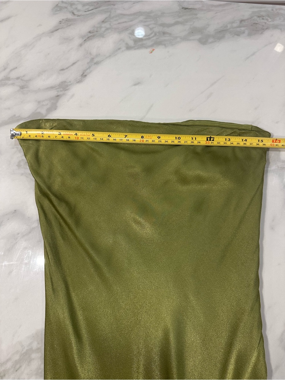 SNDYS. x REVOLVE Chartreuse Green Strapless Satin Column Shift Sheath Dress Sz 6 - Picture 10 of 11